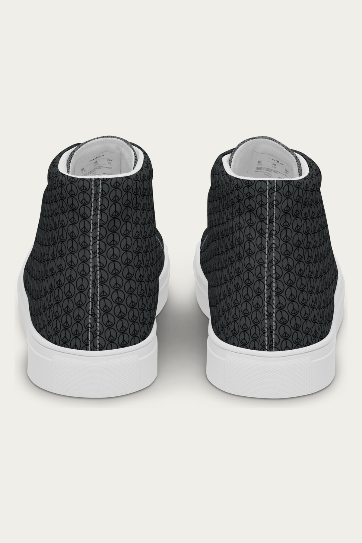 Men’s High Top Canvas Shoes, White, back