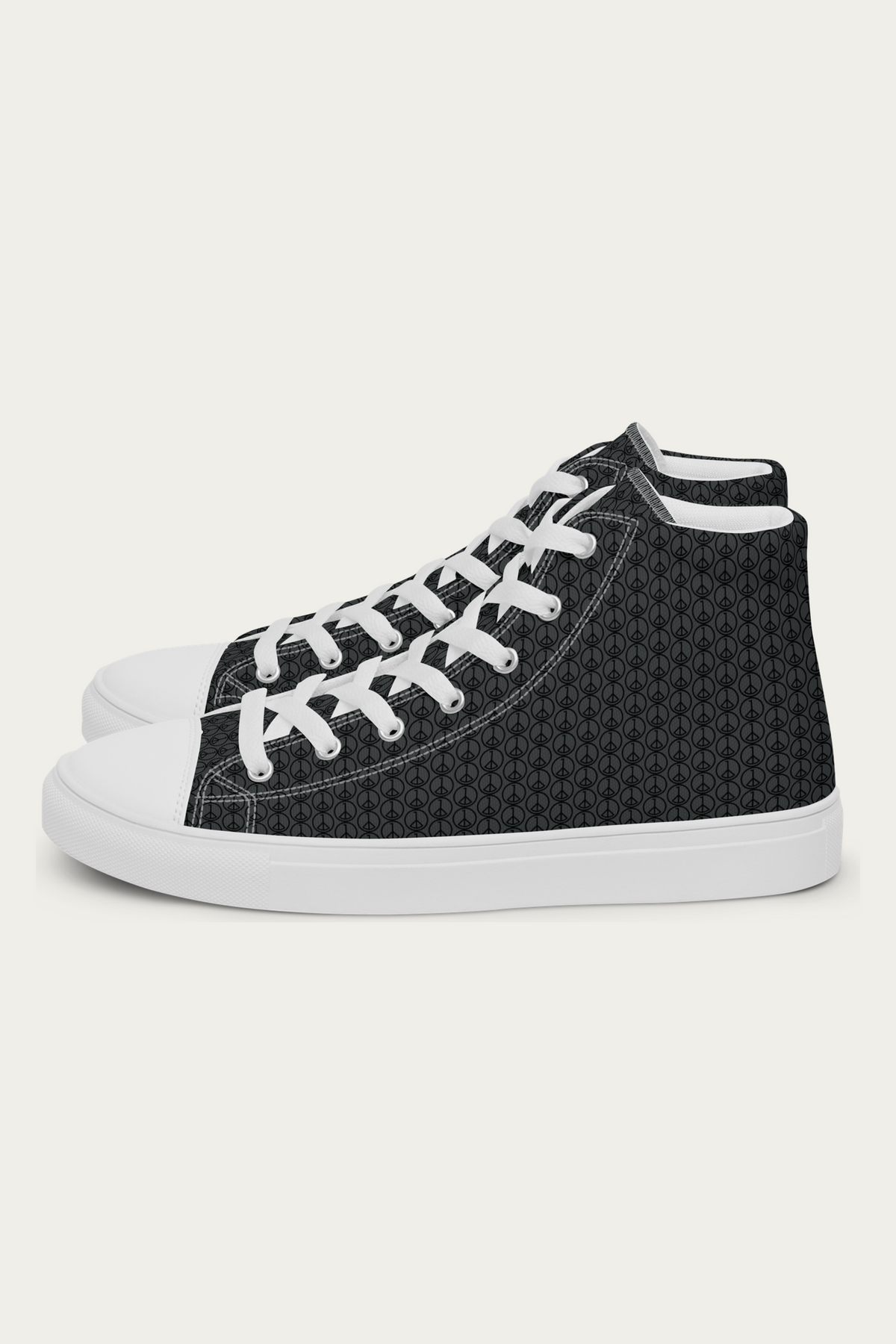 Men’s High Top Canvas Shoes, White, side
