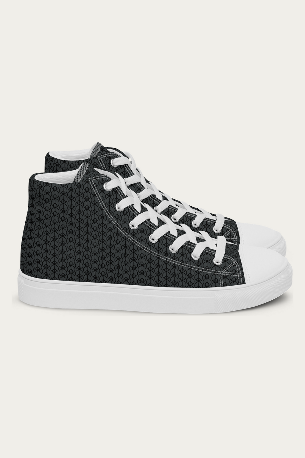 Men’s High Top Canvas Shoes, White, side