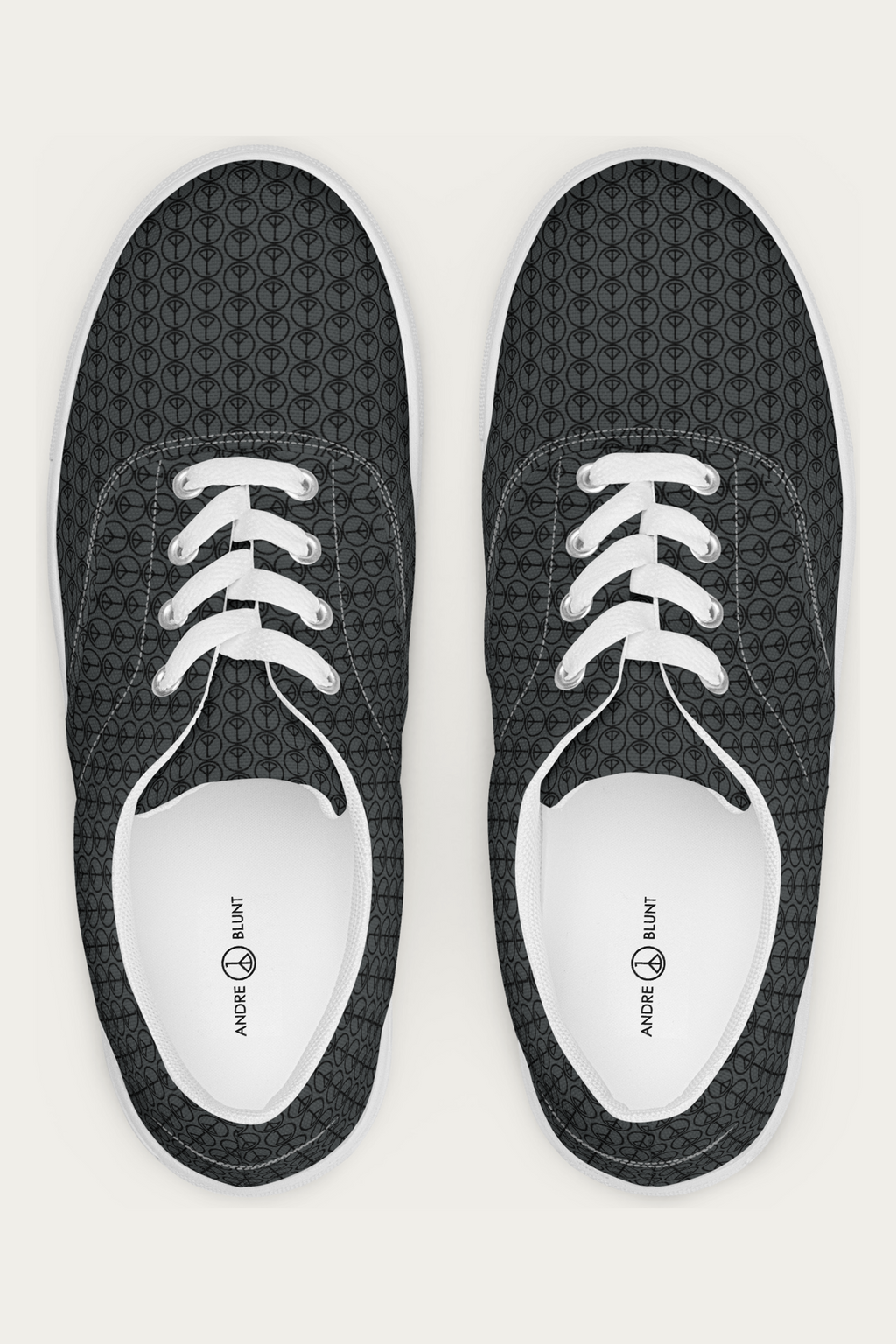 Men’s Lace-Up Canvas Shoes, White, front