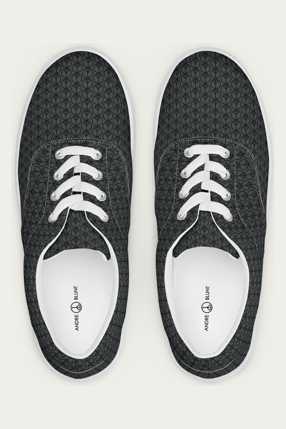 Men’s Lace-Up Canvas Shoes, White, front