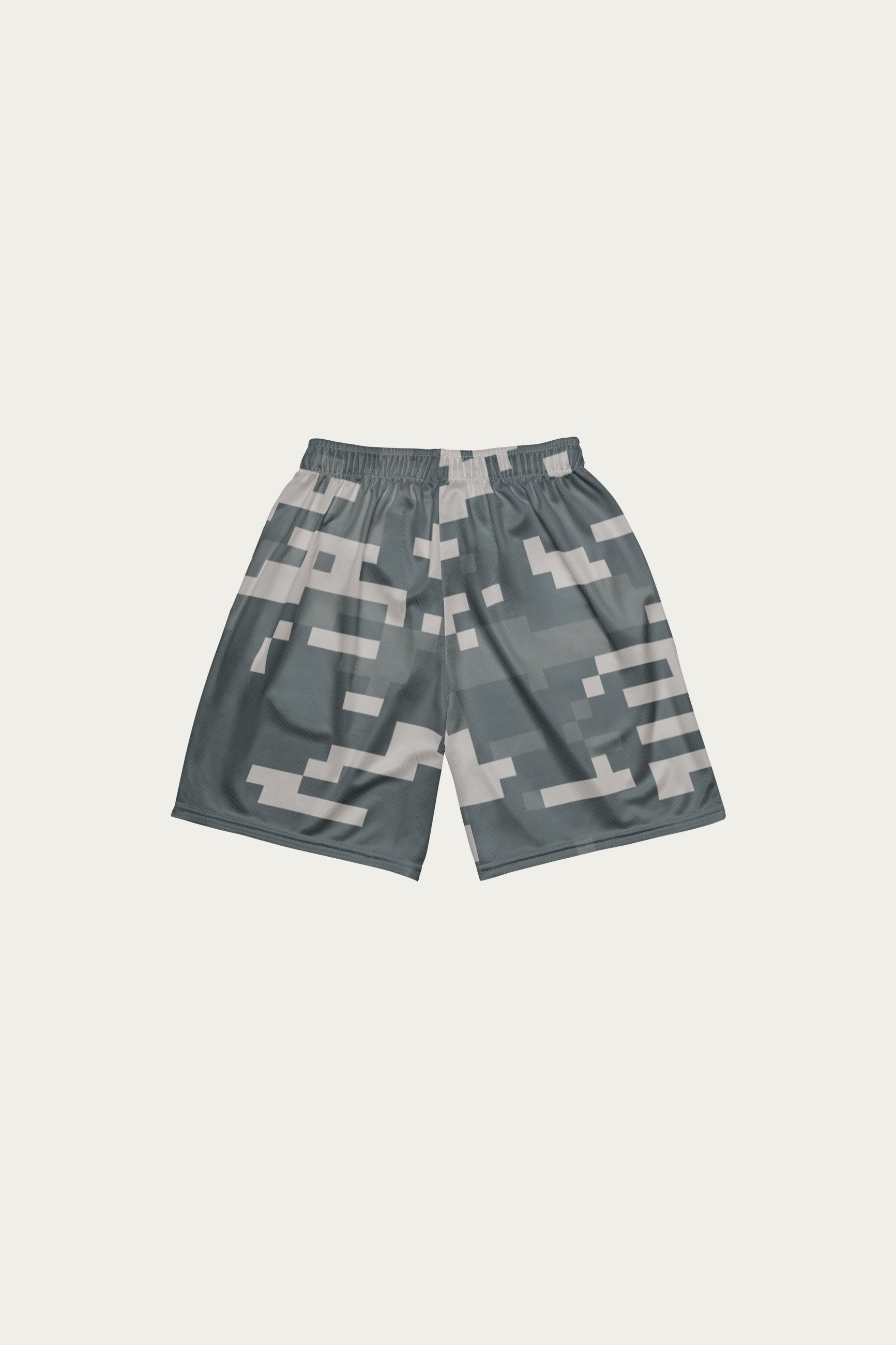 Andre Blunt camo performance shorts, back