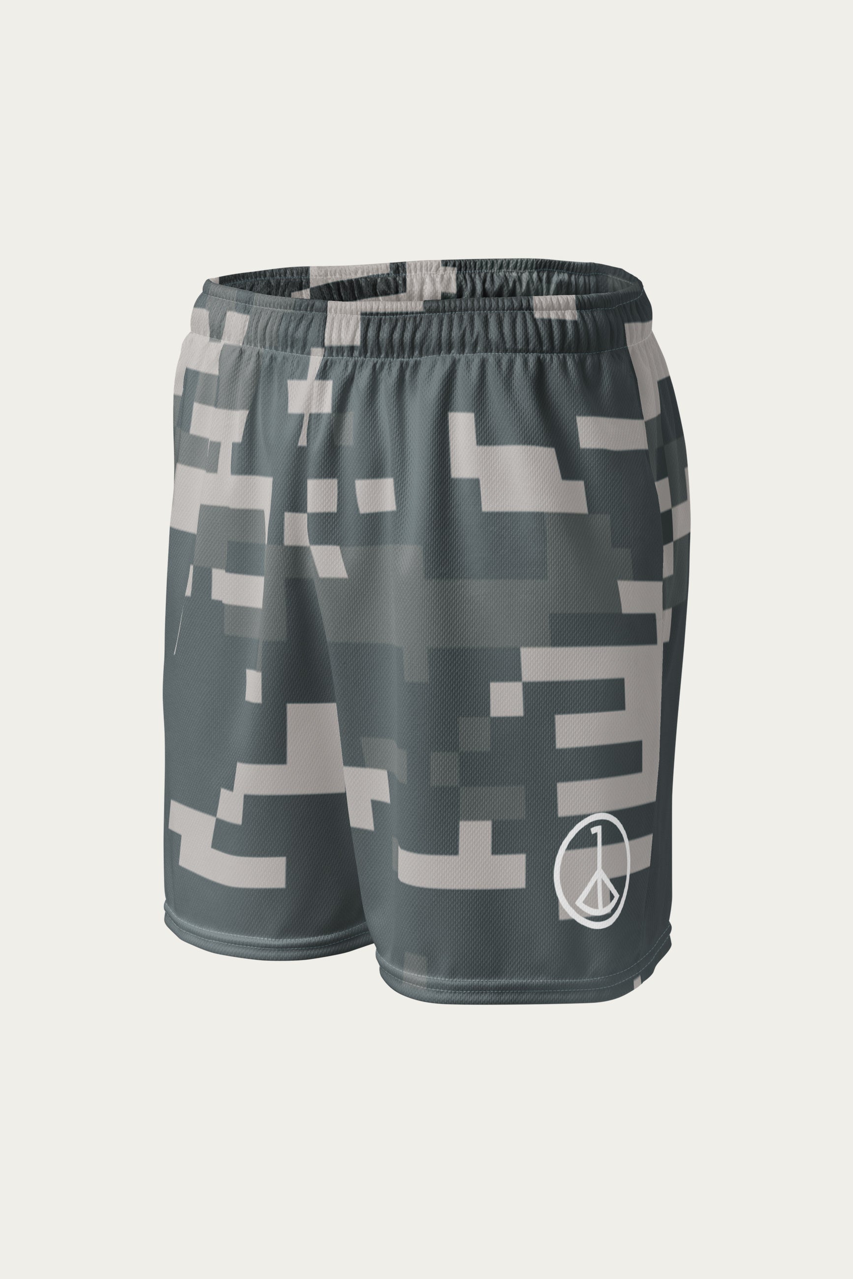 Andre Blunt camo performance shorts, side