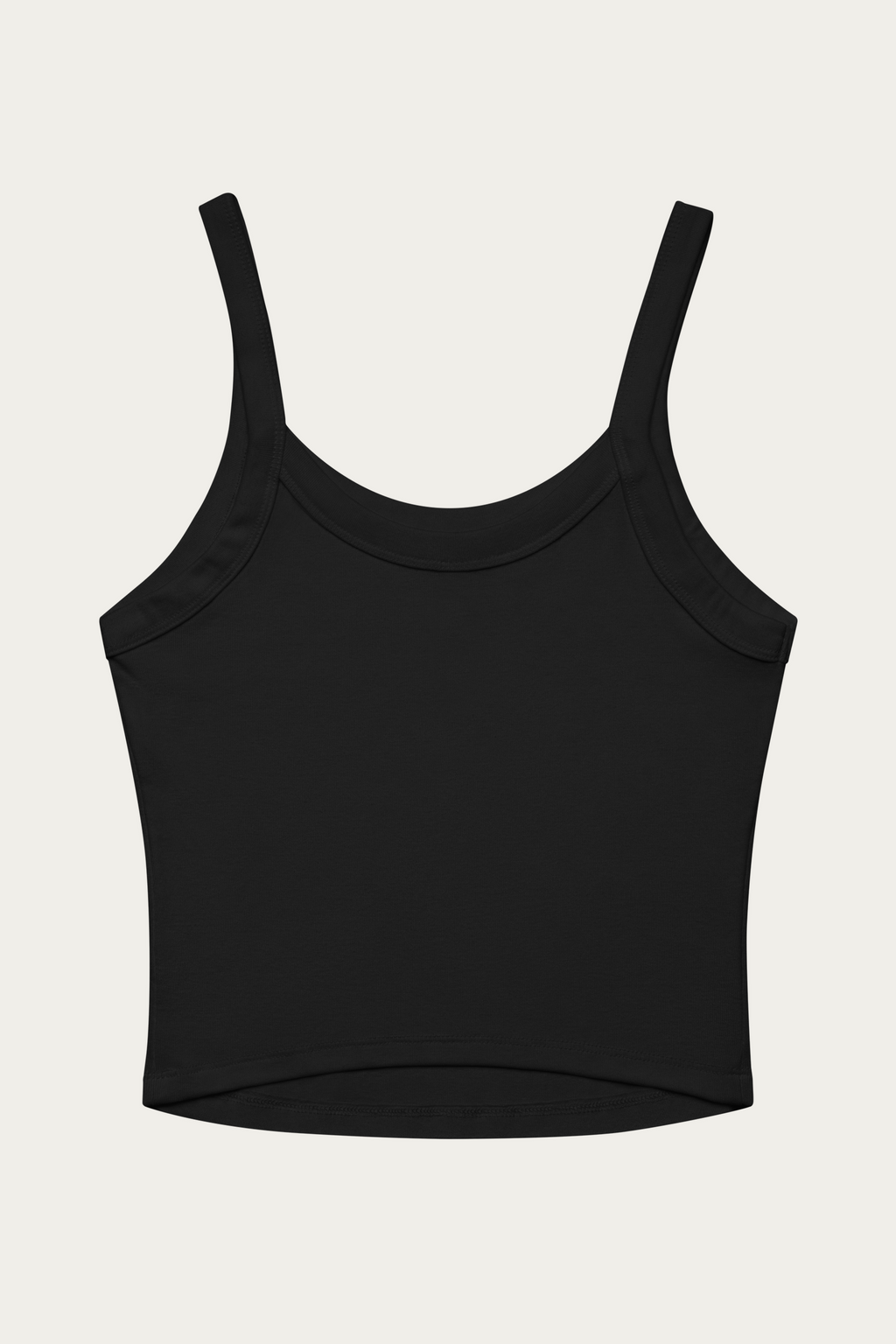 Micro-Rib Tank, Black by Andre Blunt, back, on a Cloud White ground