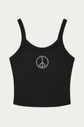Micro-Rib Tank, Black by Andre Blunt, front, on a Cloud White ground