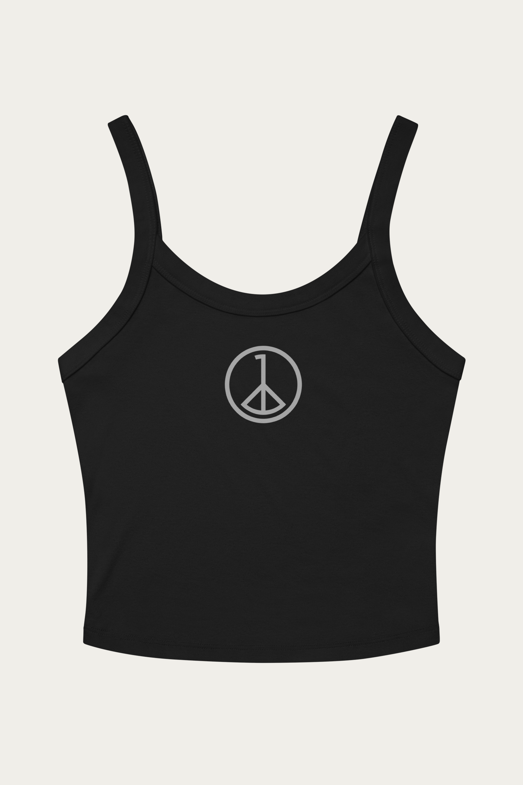Micro-Rib Tank, Black by Andre Blunt, front, on a Cloud White ground