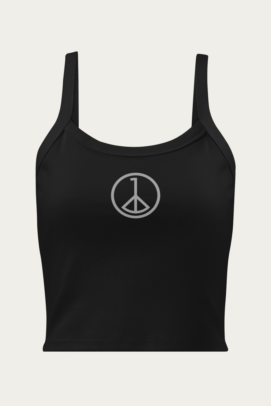 Micro-Rib Tank, Black by Andre Blunt, front, on a Cloud White ground