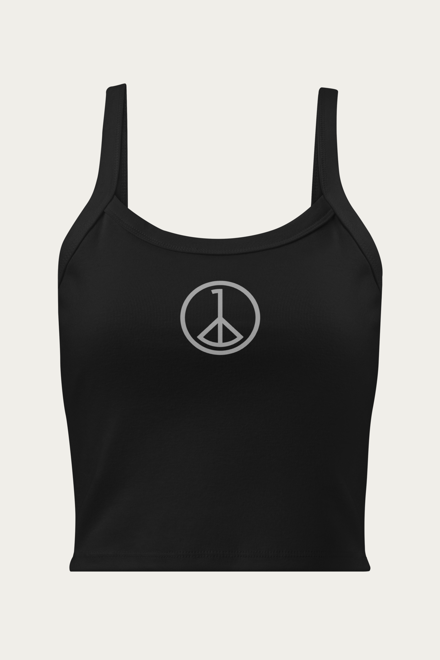 Micro-Rib Tank, Black by Andre Blunt, front, on a Cloud White ground