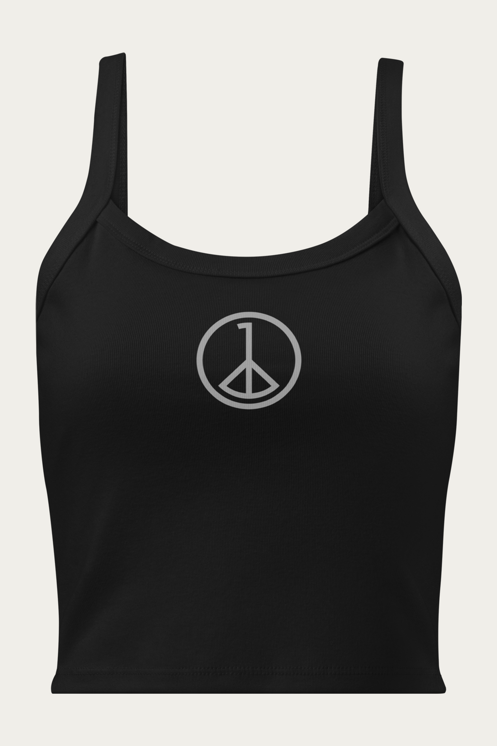 Micro-Rib Tank, Black by Andre Blunt, front, on a Cloud White ground