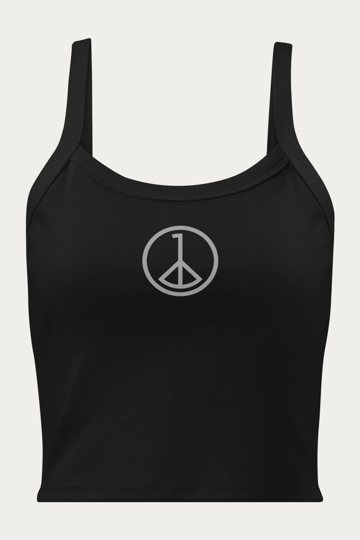 Micro-Rib Tank, Black by Andre Blunt, front, on a Cloud White ground