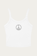 Micro-Rib Tank, White by Andre Blunt, front, on a Cloud White ground