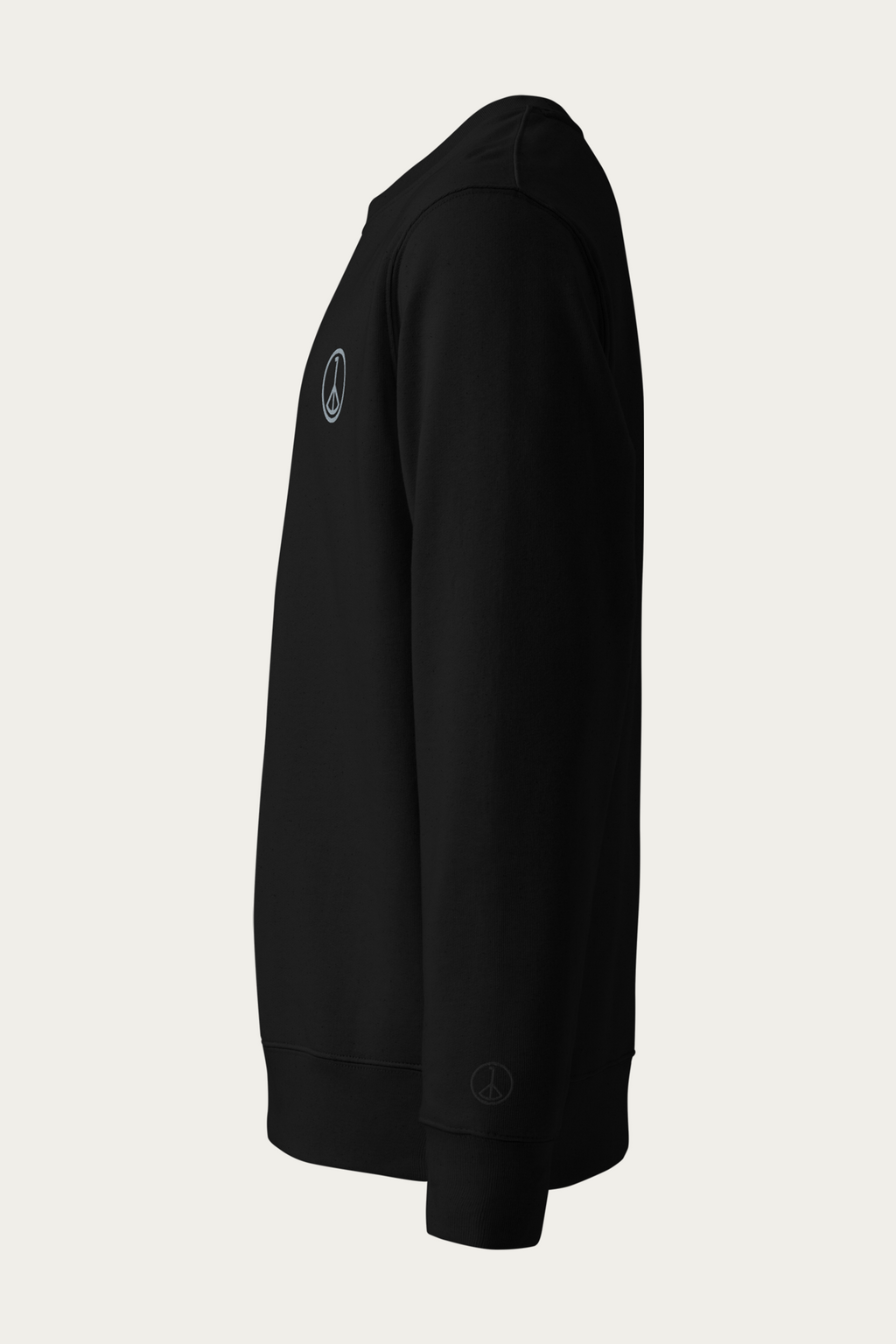 Organic Cotton Sweatshirt, Black by Andre Blunt, from the left, on a Cloud White ground
