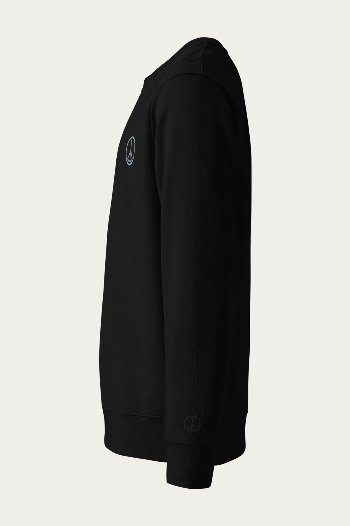 Organic Cotton Sweatshirt, Black by Andre Blunt, from the left, on a Cloud White ground