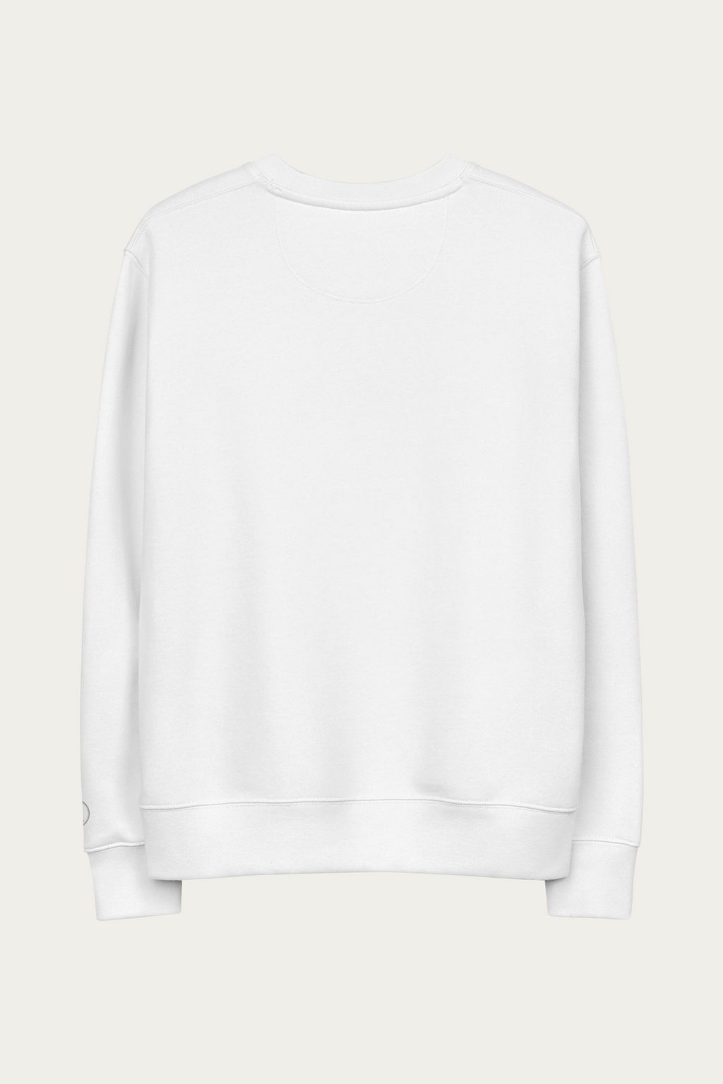 Organic Cotton Sweatshirt, White by Andre Blunt, from the back, on a Cloud White ground