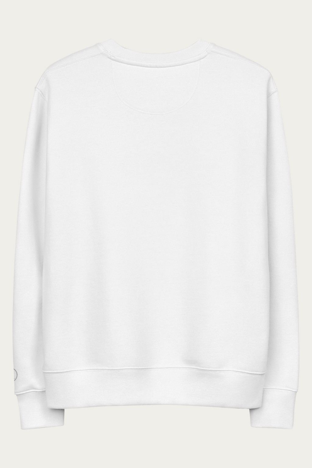 Organic Cotton Sweatshirt, White by Andre Blunt, from the back, on a Cloud White ground