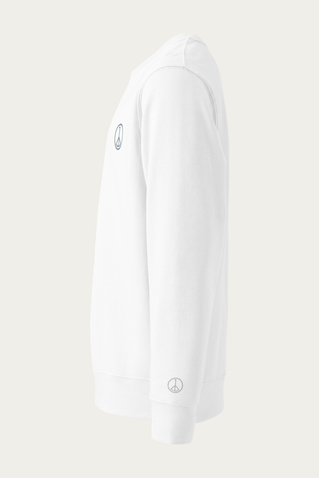 Organic Cotton Sweatshirt, White by Andre Blunt, from the left, on a Cloud White ground