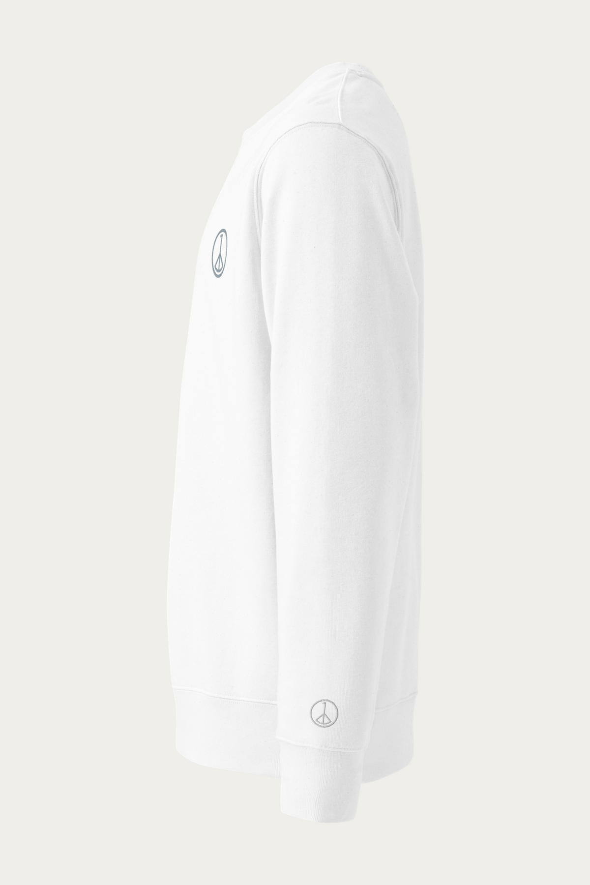 Organic Cotton Sweatshirt, White by Andre Blunt, from the left, on a Cloud White ground