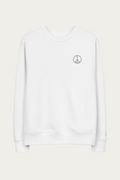 Organic Cotton Sweatshirt, White by Andre Blunt, shown on a Cloud White ground