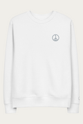Organic Cotton Sweatshirt, White by Andre Blunt, shown on a Cloud White ground