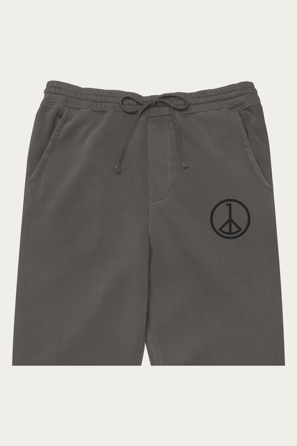 Pigment-Dyed Sweatpants, Black by Andre Blunt, detail, on a Cloud White ground