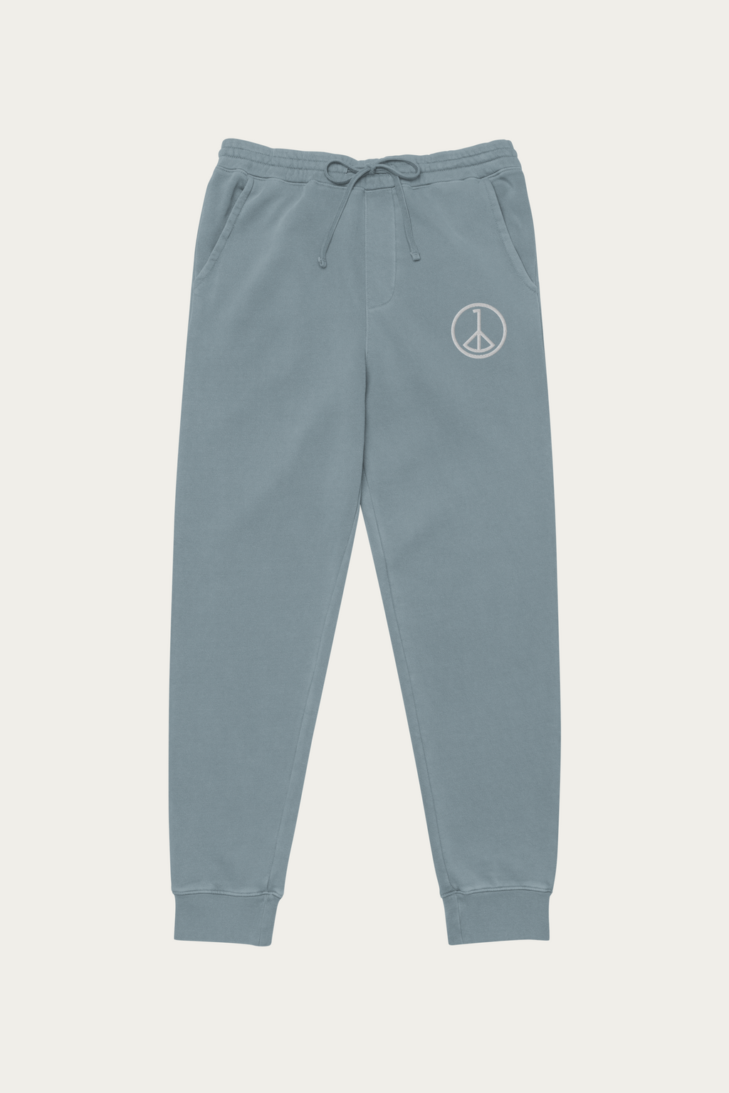 Pigment-Dyed Sweatpants, Slate by Andre Blunt, shown on a Cloud White ground