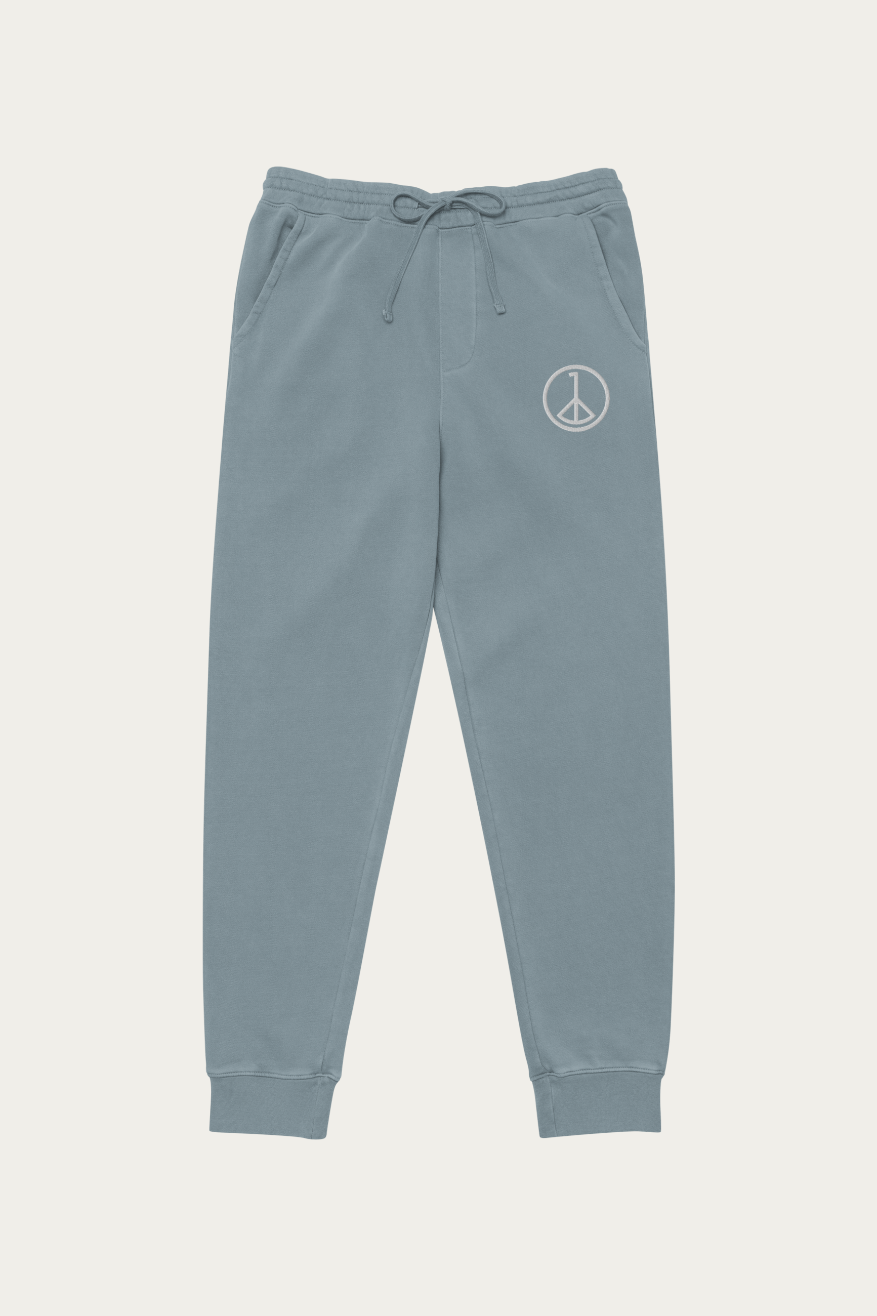 Pigment-Dyed Sweatpants, Slate by Andre Blunt, shown on a Cloud White ground