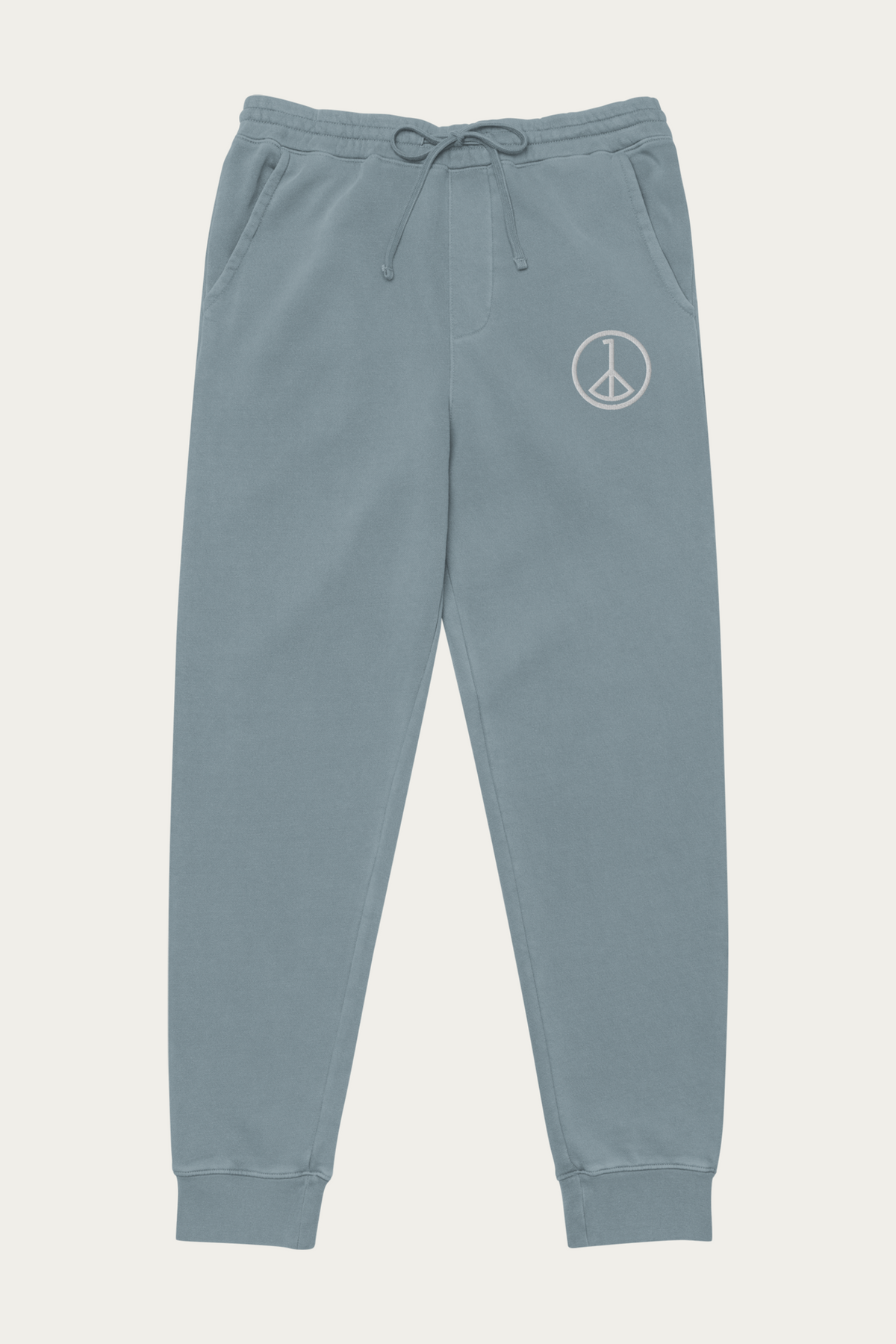 Pigment-Dyed Sweatpants, Slate by Andre Blunt, shown on a Cloud White ground