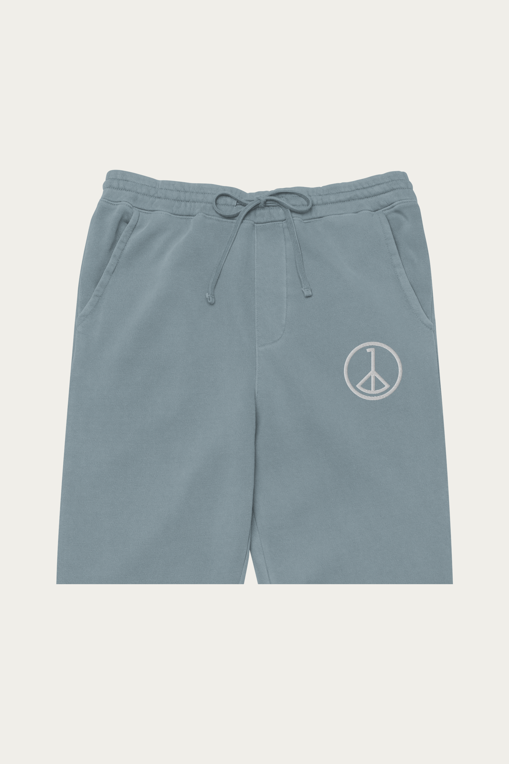 Pigment-Dyed Sweatpants, Slate by Andre Blunt, detail, on a Cloud White ground