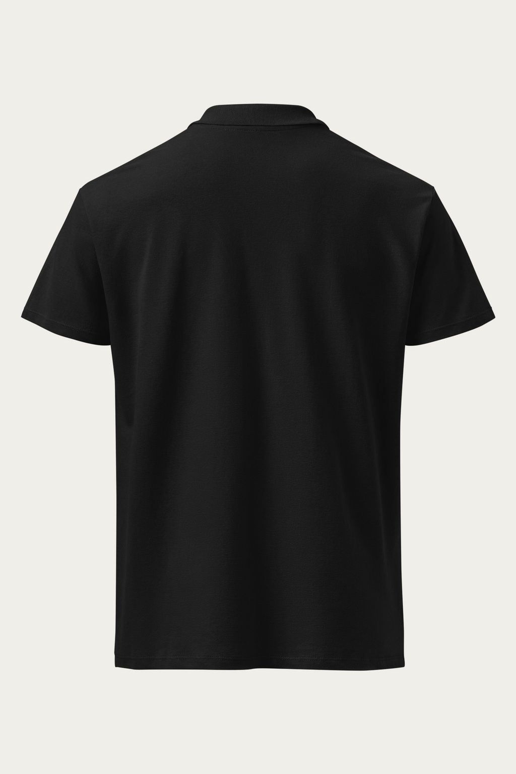 Piqué Polo, Black by Andre Blunt, back, on a Cloud White ground