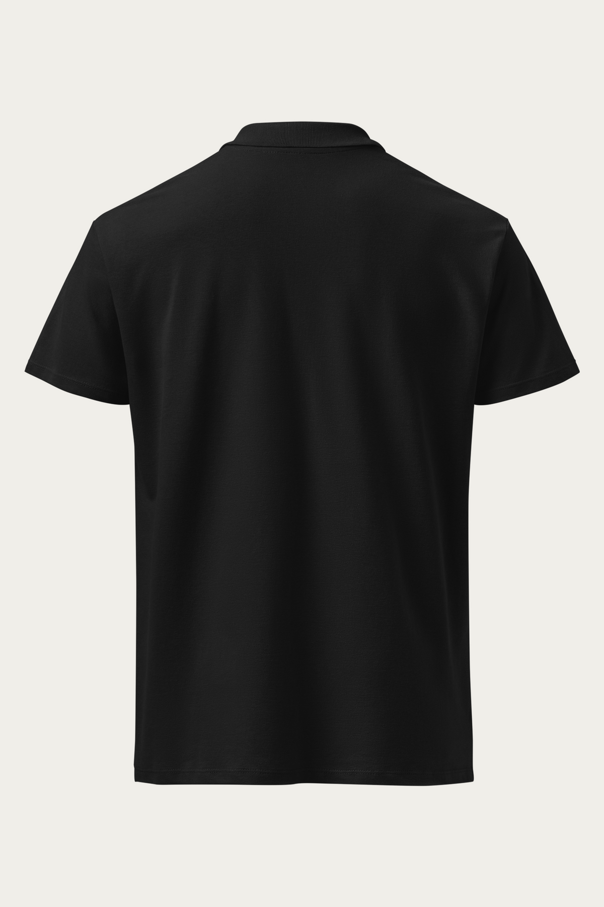 Piqué Polo, Black by Andre Blunt, back, on a Cloud White ground