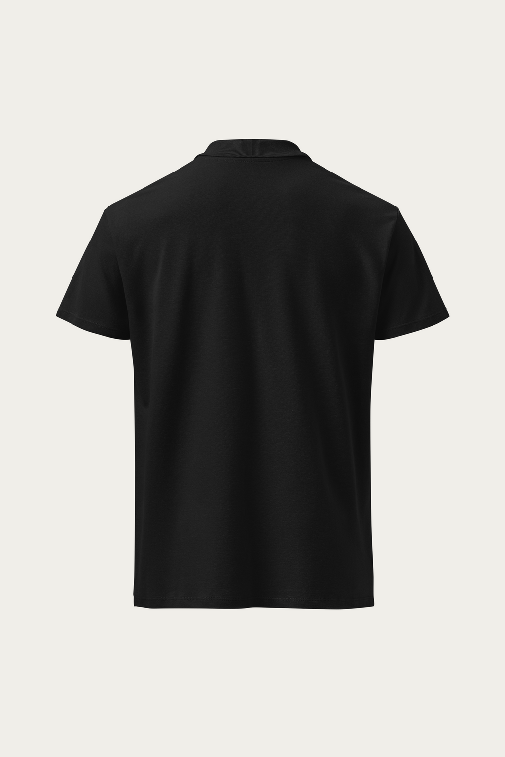 Piqué Polo, Black by Andre Blunt, back, on a Cloud White ground