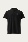 Piqué Polo, Black by Andre Blunt, front, on a Cloud White ground