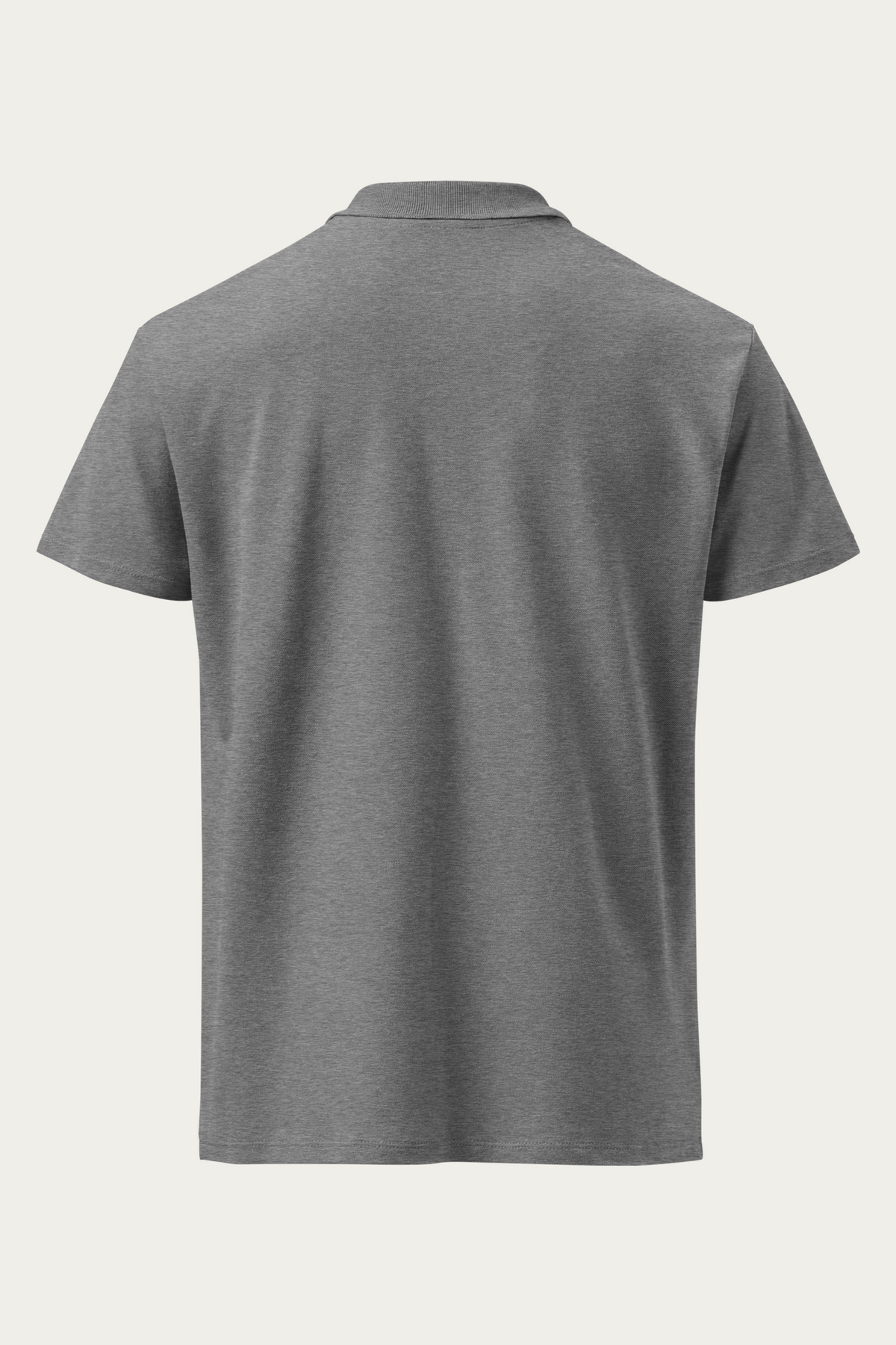 Piqué Polo, Grey by Andre Blunt, back, on a Cloud White ground
