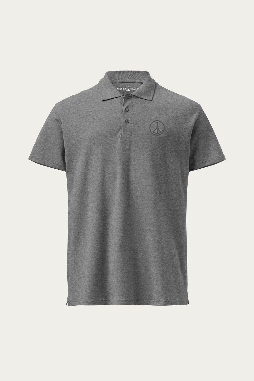 Piqué Polo, Grey by Andre Blunt, front, on a Cloud White ground