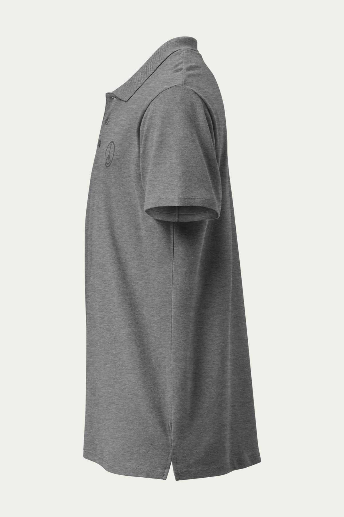 Piqué Polo, Grey by Andre Blunt, left, on a Cloud White ground