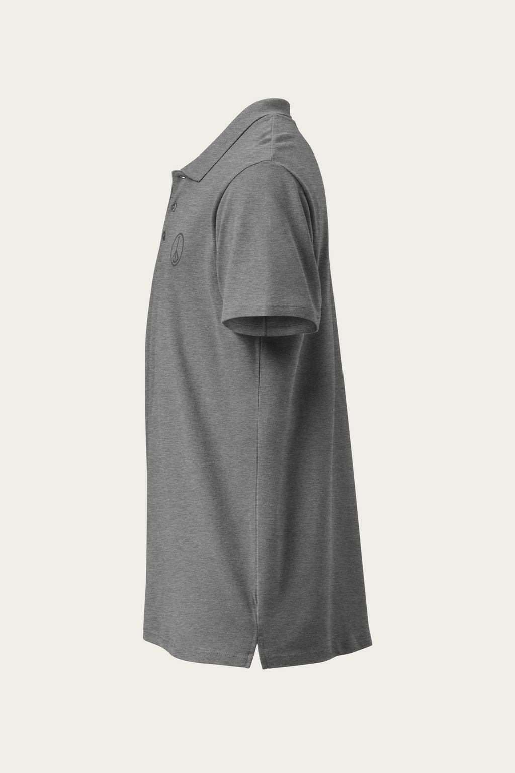 Piqué Polo, Grey by Andre Blunt, left, on a Cloud White ground