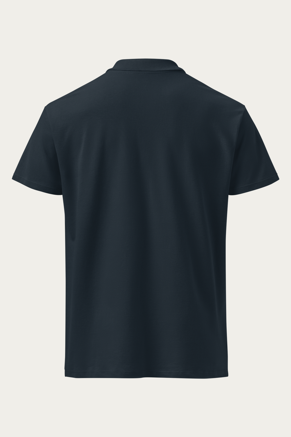 Piqué Polo, Navy by Andre Blunt, back, on a Cloud White ground