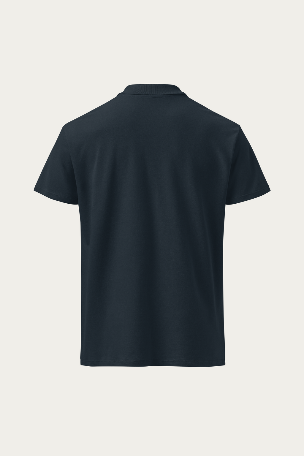 Piqué Polo, Navy by Andre Blunt, back, on a Cloud White ground