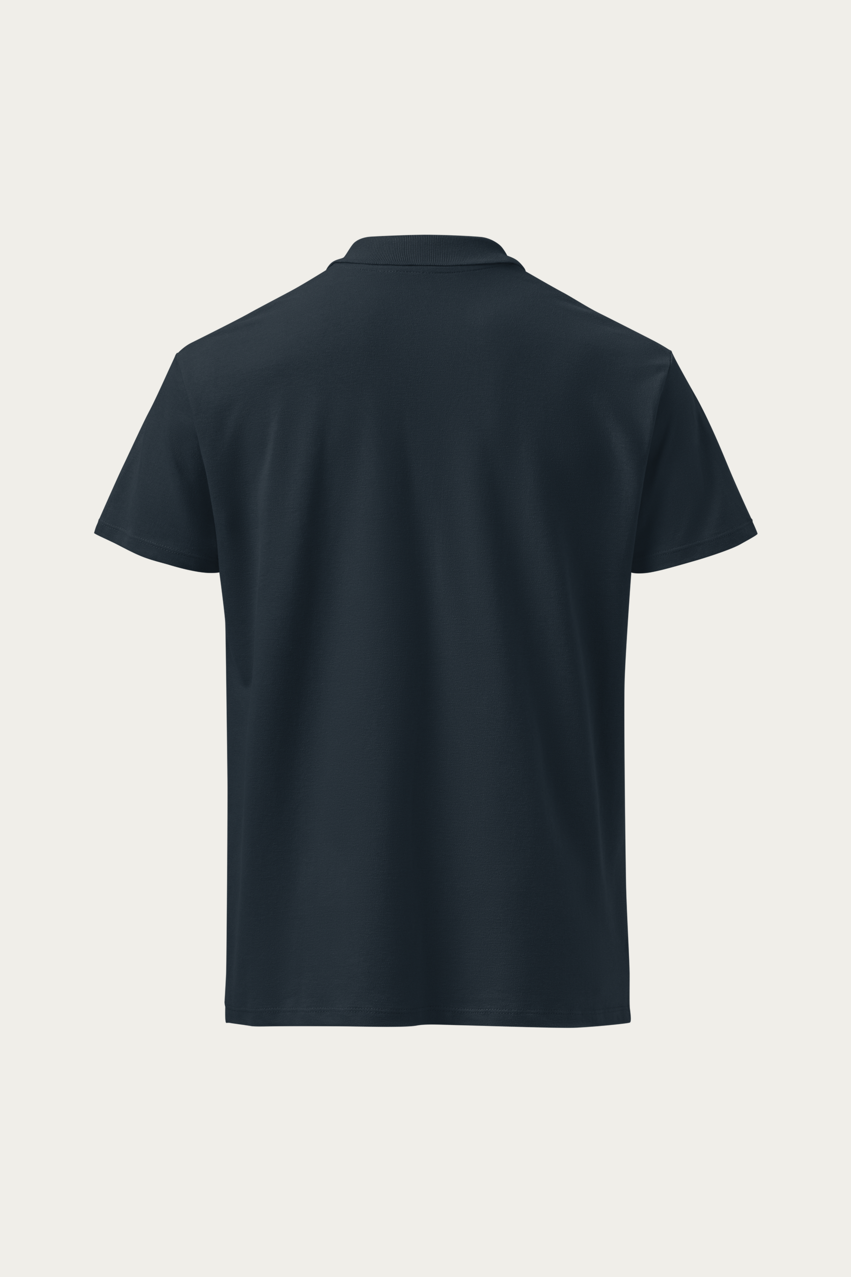 Piqué Polo, Navy by Andre Blunt, back, on a Cloud White ground