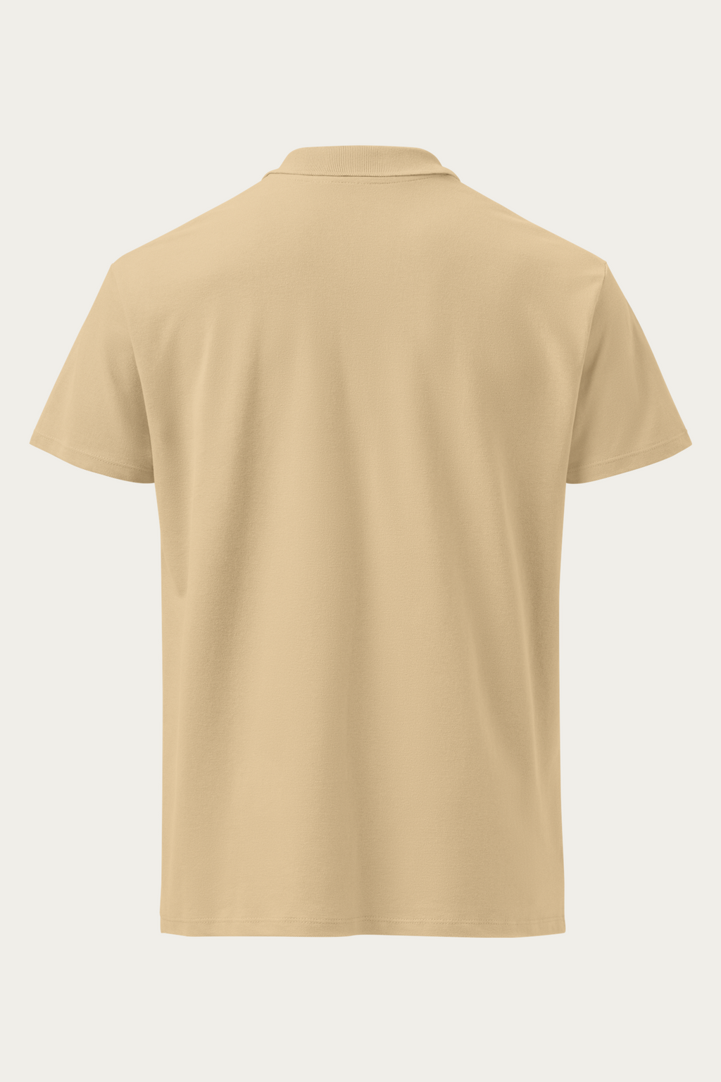 Piqué Polo, Sand by Andre Blunt, back, on a Cloud White ground