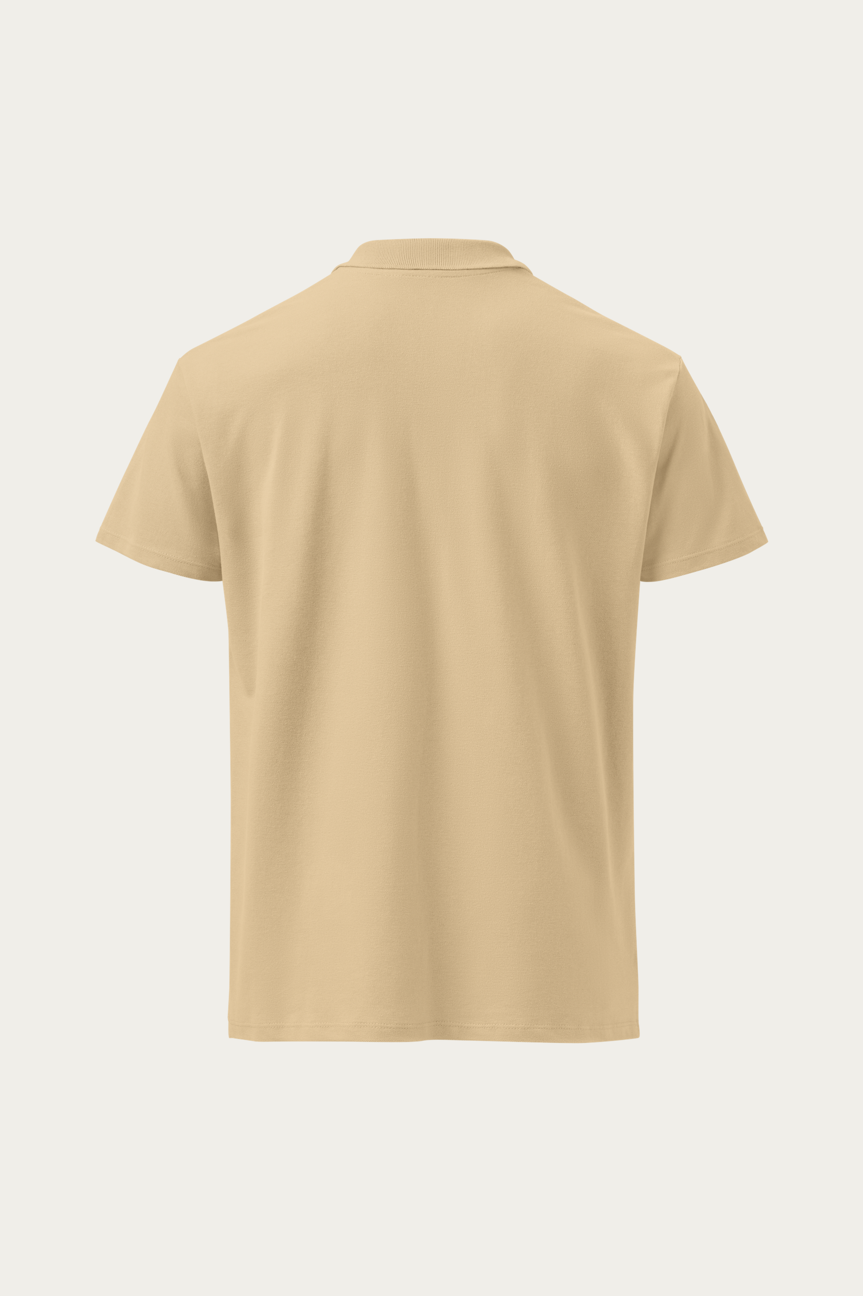 Piqué Polo, Sand by Andre Blunt, back, on a Cloud White ground
