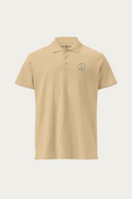 Piqué Polo, Sand by Andre Blunt, front, on a Cloud White ground