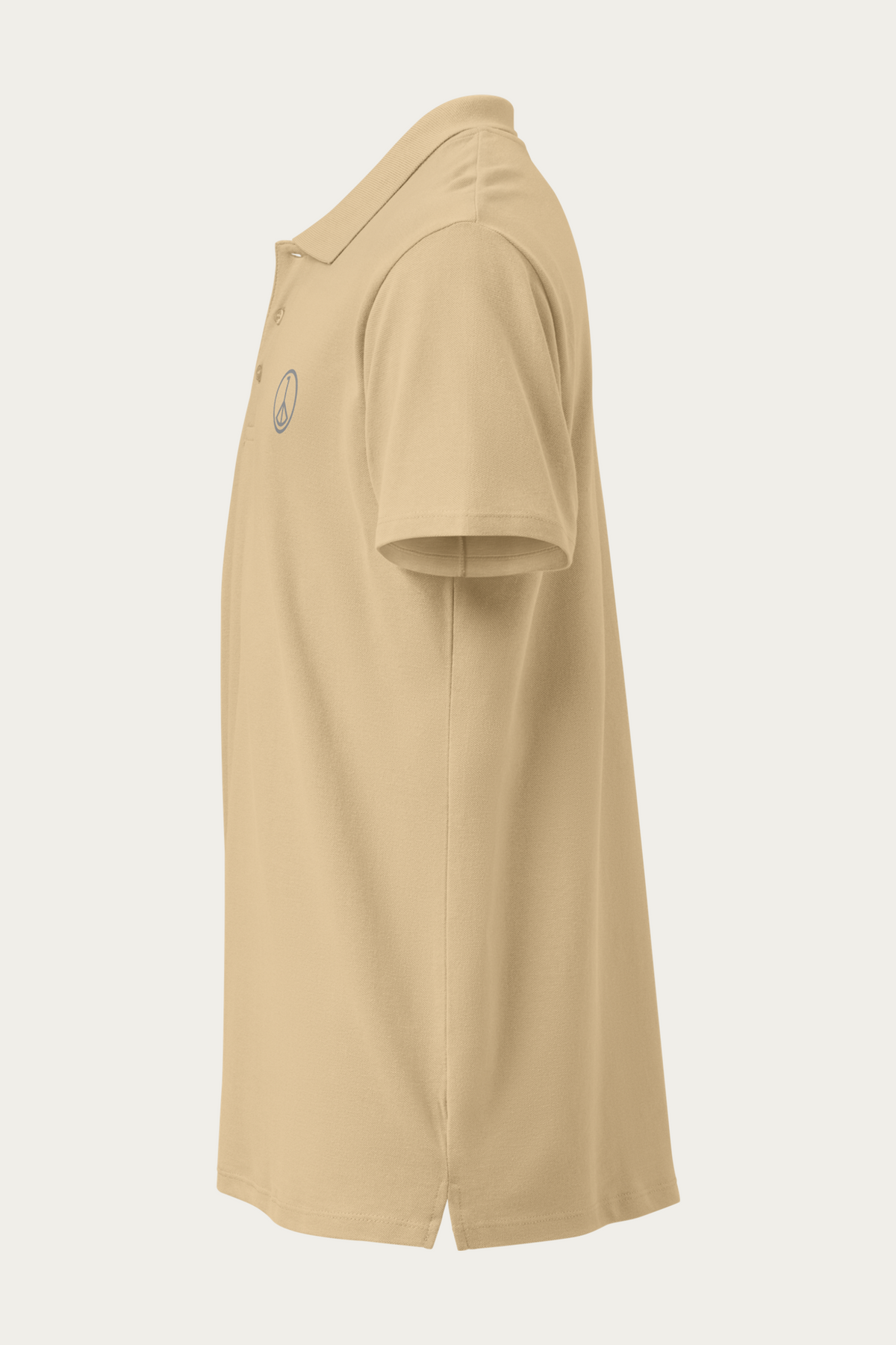 Piqué Polo, Sand by Andre Blunt, left, on a Cloud White ground