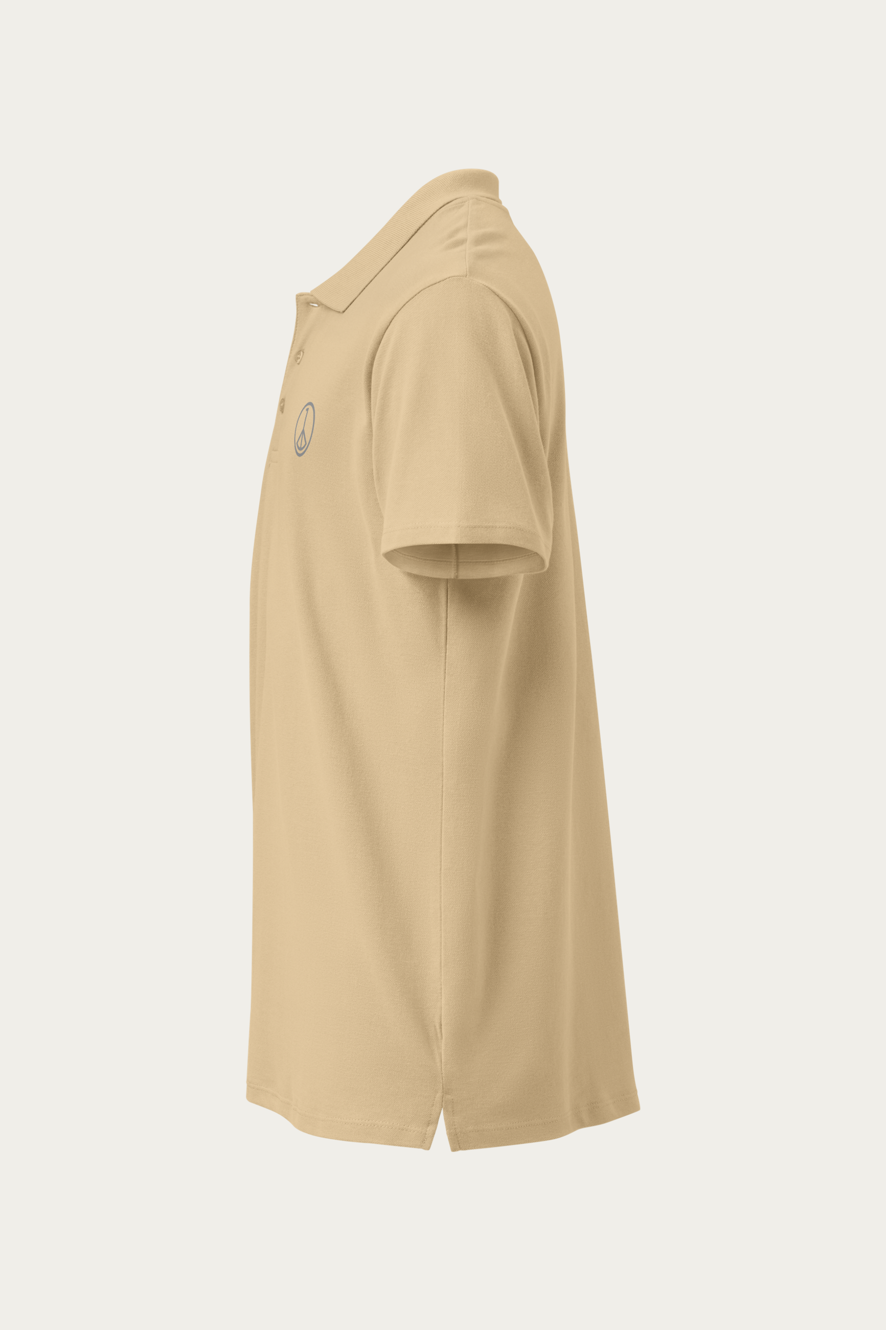 Piqué Polo, Sand by Andre Blunt, left, on a Cloud White ground