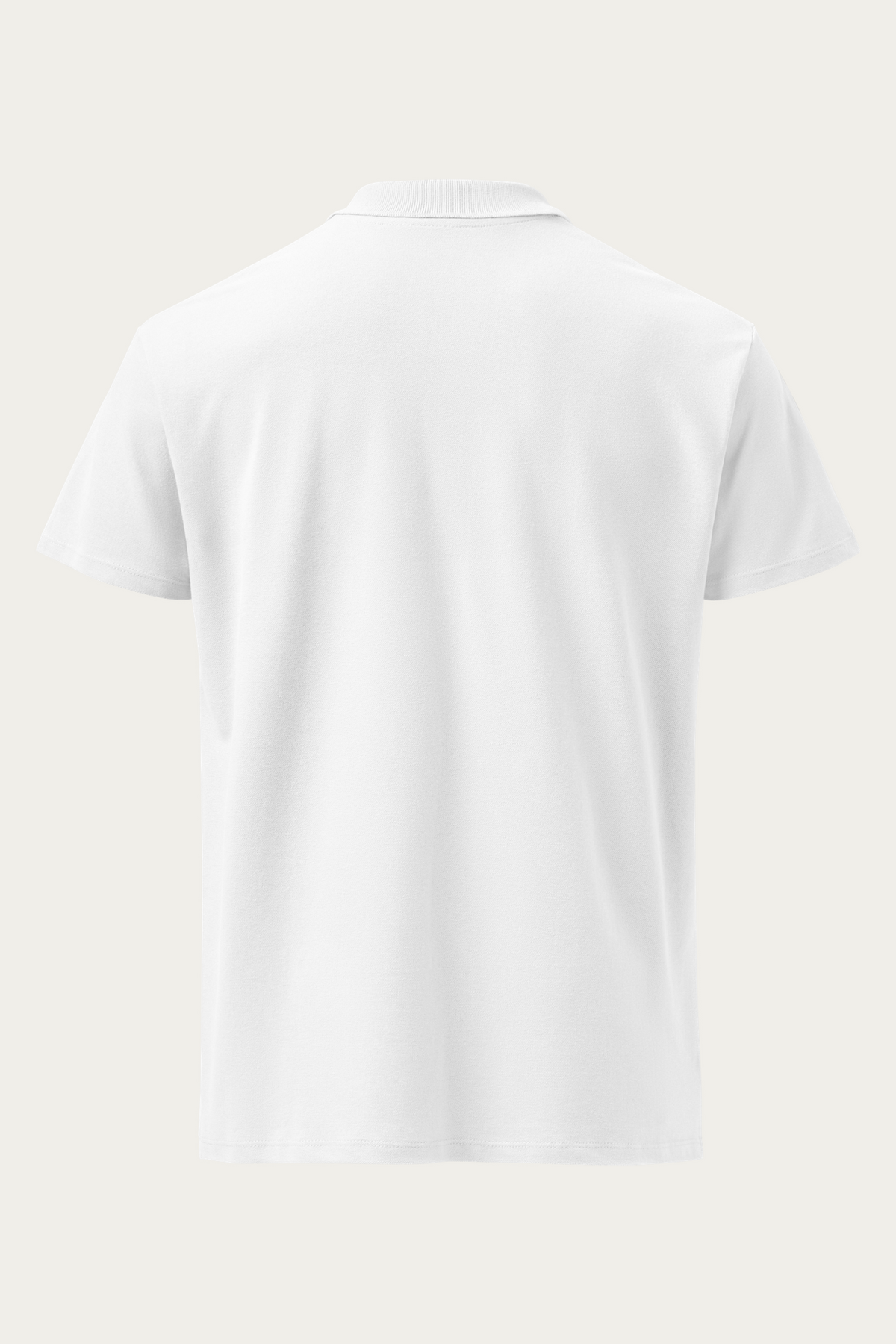 Piqué Polo, White by Andre Blunt, back, on a Cloud White ground