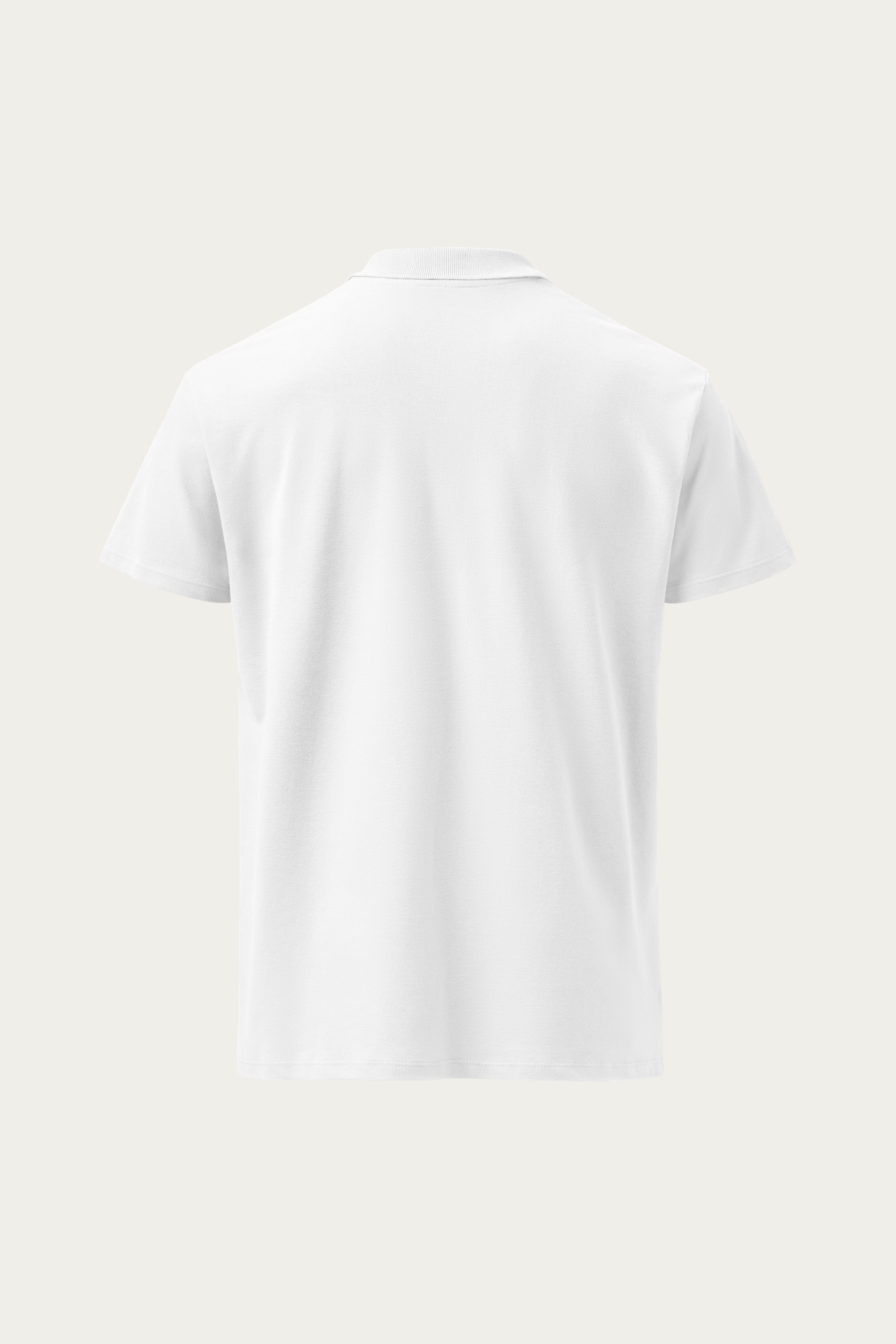 Piqué Polo, White by Andre Blunt, back, on a Cloud White ground