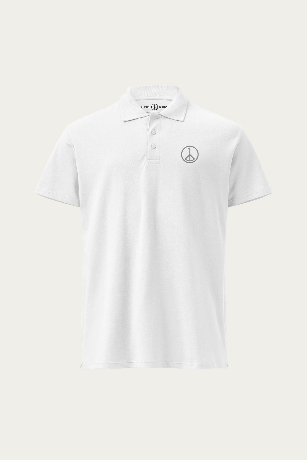 Piqué Polo, White by Andre Blunt, front, on a Cloud White ground