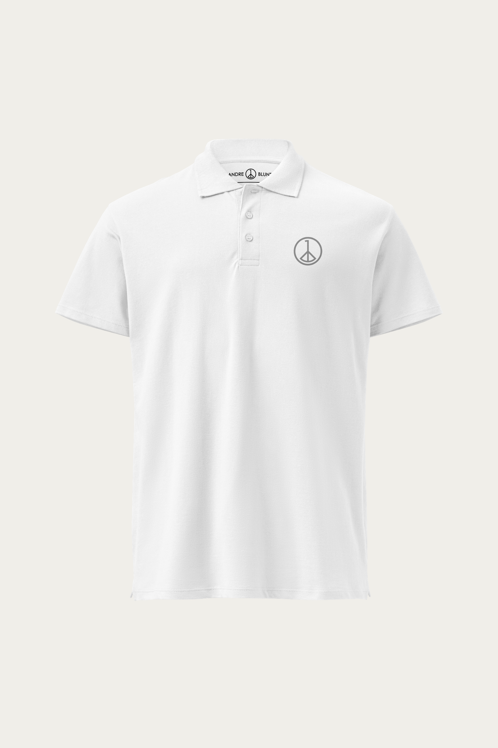 Piqué Polo, White by Andre Blunt, front, on a Cloud White ground