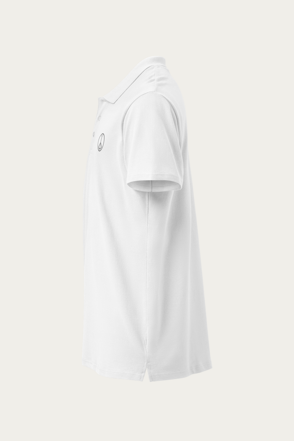 Piqué Polo, White by Andre Blunt, left, on a Cloud White ground