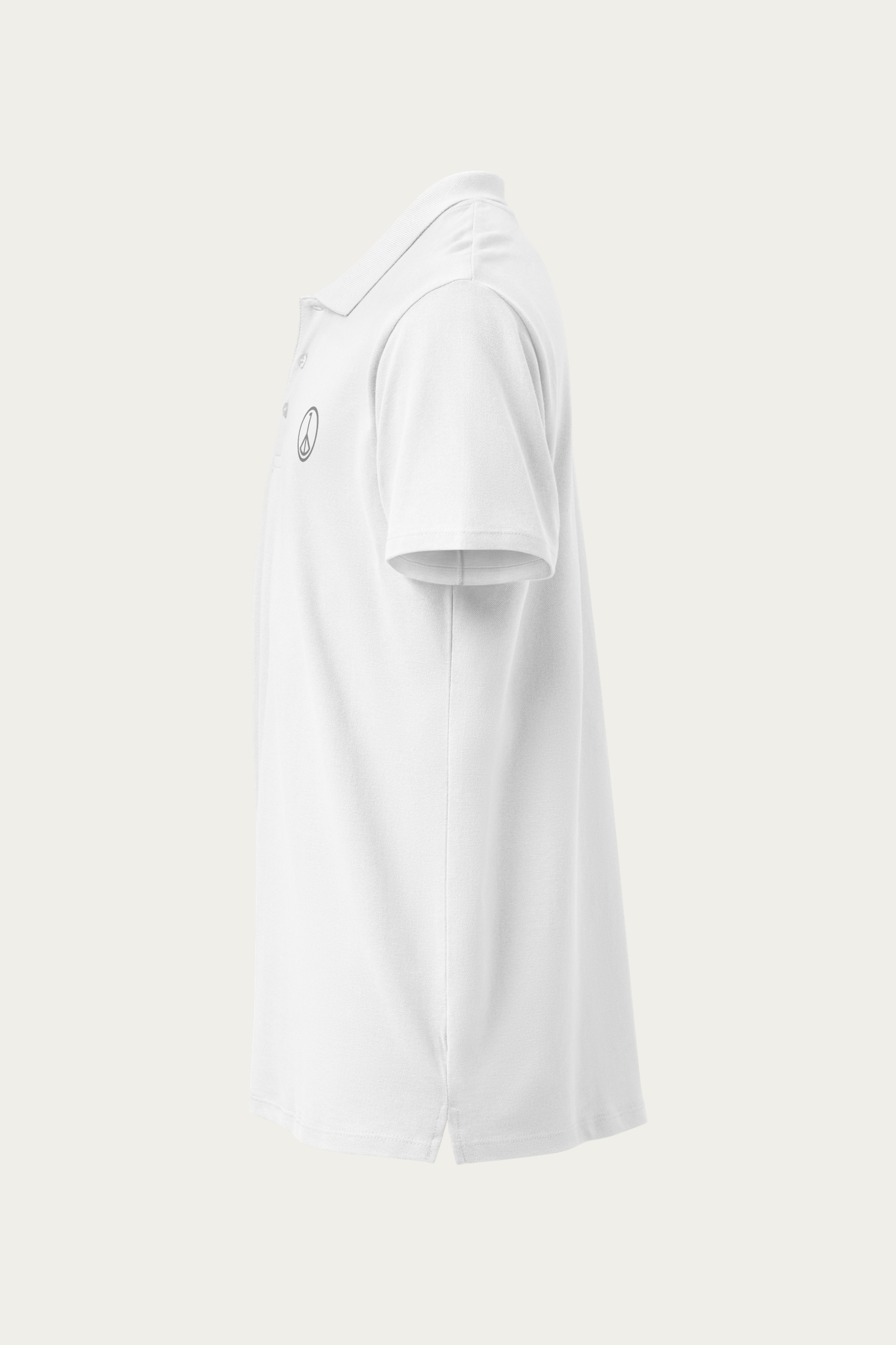 Piqué Polo, White by Andre Blunt, left, on a Cloud White ground